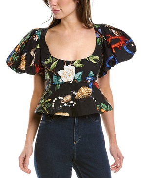 Oscar de la Renta Puff Sleeve Top