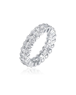 Genevive Rhodium Plated CZ Eternity Ring