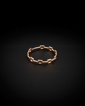 14K Italian Rose Gold Square Station Ring