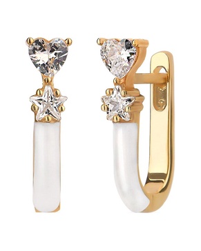 Gabi Rielle Next-Level Layering 14K Over Silver CZ & Enamel Marshmallow Earrings