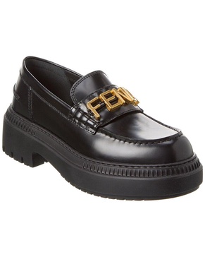 Fendi Logo Plaque Slip-On Loafers