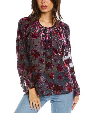 rag & bone Yuni Burnout Silk-Blend Blouse