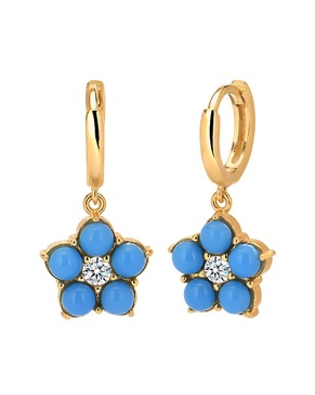 Gabi Rielle 14K Over Silver CZ Flower Drop Earrings