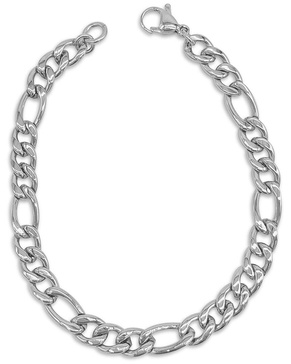 ADORNIA Rhodium Plated Figaro Chain Bracelet