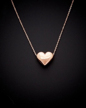 14K Italian Rose Gold Heart Pendant Necklace