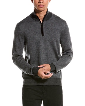 Bruno Magli Twill Suede-Trim Wool Pullover