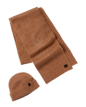 AllSaints 2pc Logan Brushed Alpaca & Wool-Blend Hat & Scarf Set