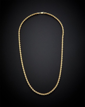 14K Italian Gold Hollow Rope Chain Necklace