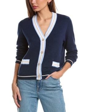 tipped v-neck cashmere-blend cardigan