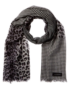 AllSaints Stripe Patchwork Oblong Wool Scarf