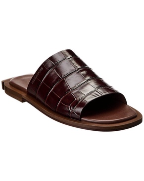 Ferragamo Damien Croc-Embossed Leather Sandal