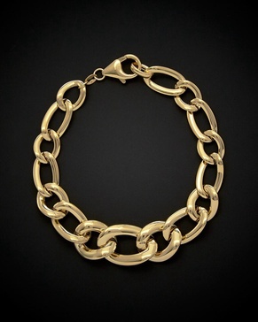 14K Italian Gold Graduated Twist Puffed Oval Link Bracelet