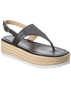 Stuart Weitzman Mel Leather Espadrille Flatform Wedge Sandal