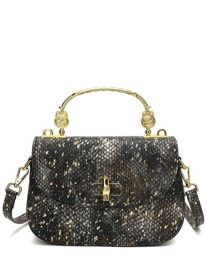 Tiffany & Fred Paris Snake-Embossed Leather Top-Handle Satchel