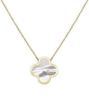 Italian Gold 14K Pearl Clover Necklace