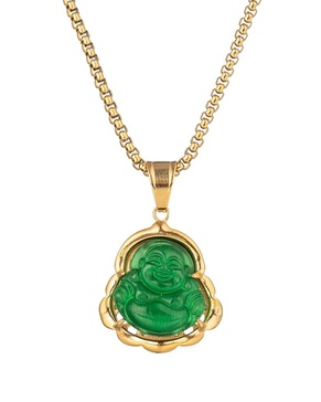 Eye Candy LA The Bold Collection Titanium Agate Buddha Necklace