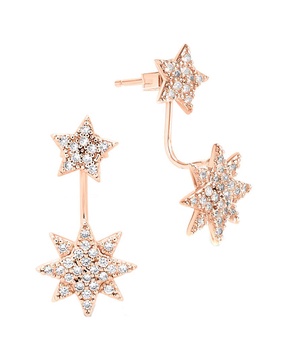 Sterling Forever 14K Rose Gold Plated CZ Starburst Jacket Earrings