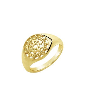 Sterling Forever 14K Over Silver Pinwheel Signet Ring