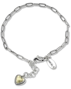 Samuel B. Silver Paperclip Heart Bracelet