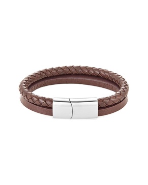 ADORNIA Stainless Steel Leather Bracelet