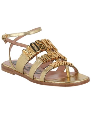 Moschino Degrade Metal Logo Leather Sandal