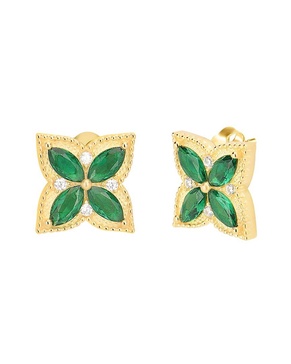 Gabi Rielle Shining Moment 14K Over Silver CZ Mossy Clover Studs