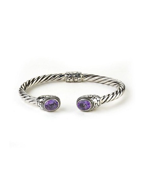 Samuel B. Silver 3.30 ct. tw. Amethyst Twisted Cable Bangle Bracelet