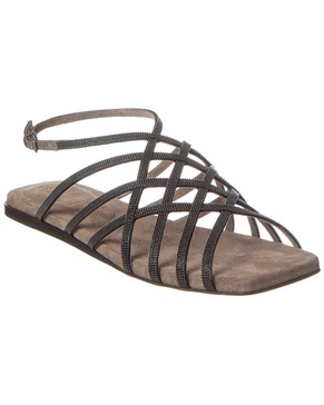 Brunello Cucinelli Monili Suede Sandal