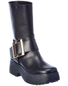 Roger Vivier Viv Rangers Leather Platform Boot