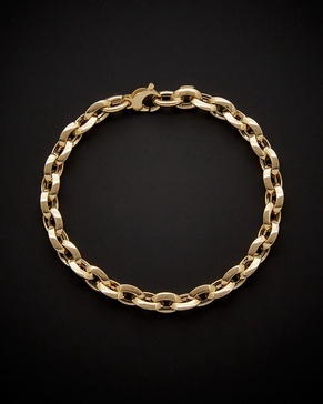 14K Italian Gold Fancy Oval Rolo Bracelet