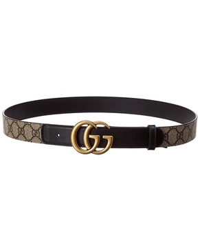 Gucci GG Supreme Canvas & Leather Belt