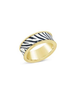 Sterling Forever 14K Plated Into the Jungle Zebra Ring