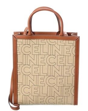 CELINE Vertical Cabas Canvas & Leather Tote