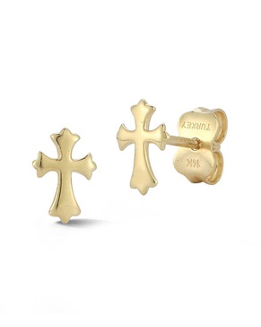 Ember Fine Jewelry 14K Dagger Cross Studs