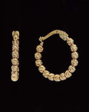 14K Italian Gold Bead Hoops