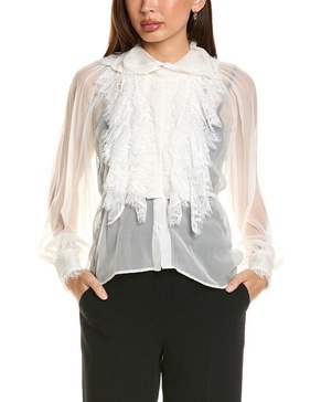 lace bib silk blouse