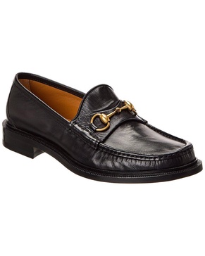 Black Horsebit Leather Loafers