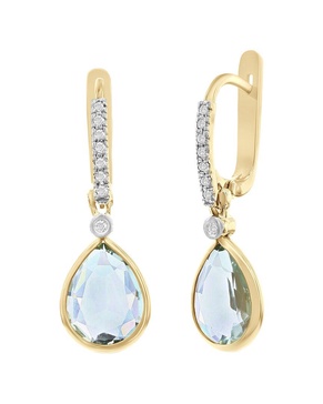 I. REISS 14K 0.14 ct. tw. Diamond & Blue Topaz Earrings