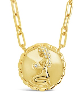 Sterling Forever 14K Plated CZ Bold Link Virgo Zodiac Necklace