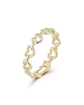 14K Italian Gold Heart Link Ring