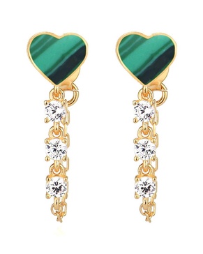 Gabi Rielle 14K Vermeil CZ Heart Drop Earrings