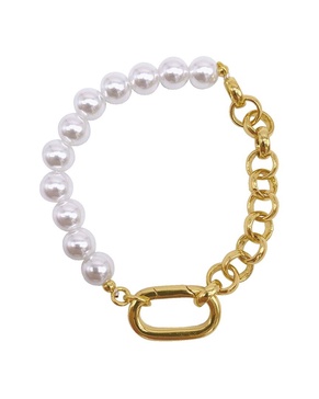 ADORNIA 14K Plated 10mm Pearl Half & Half Bracelet