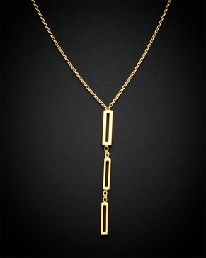 14K Italian Gold Graduated Paperclip Drop Necklace