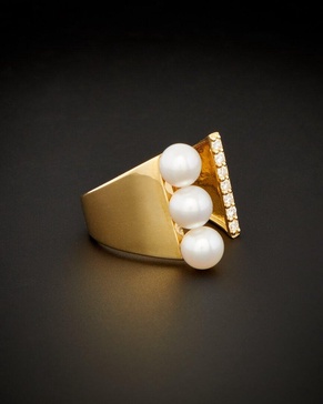 18K Italian Gold Pearl Ring