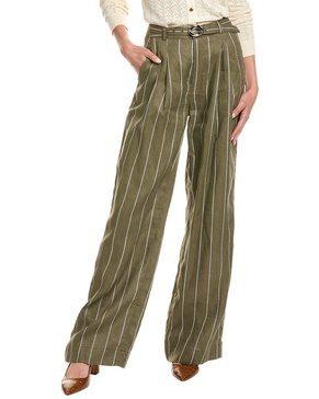 Nicholas Calista Belted Linen-Blend Wide Leg Pant