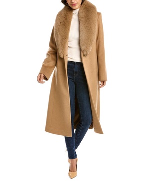 sofiacashmere Oversized Collar Wool-Blend Coat