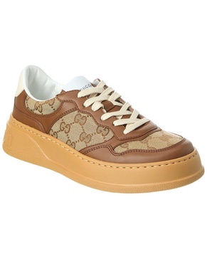 Jive Monogrammed Canvas and Leather Sneakers