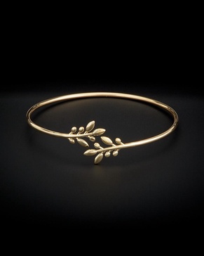 14K Italian Gold Olive Branch Cuff