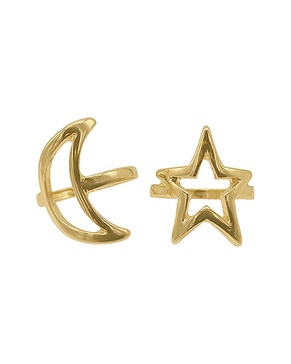 ADORNIA 14K Plated Moon Star Ring Set Ring Set