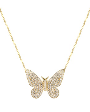 Gabi Rielle 14K Over Silver CZ Butterfly Necklace